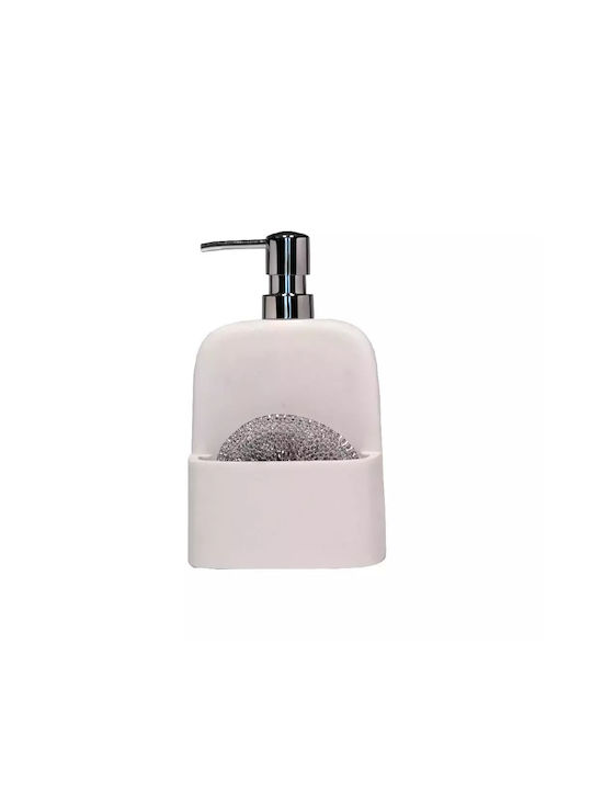 Dimitracas Brighite Tabletop Plastic Dispenser for the Kitchen with Sponge Holder White