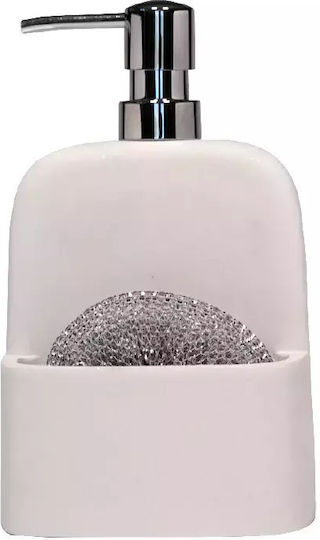 Dimitracas Brighite Tabletop Plastic Dispenser for the Kitchen with Sponge Holder White