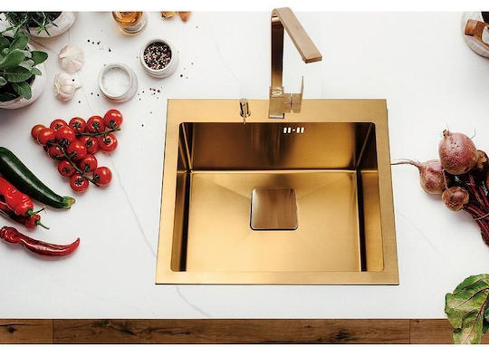 Inter Ceramic Ick Drop-In Кухненски Мивка Inox Дължина 50xШирина 42см Сива
