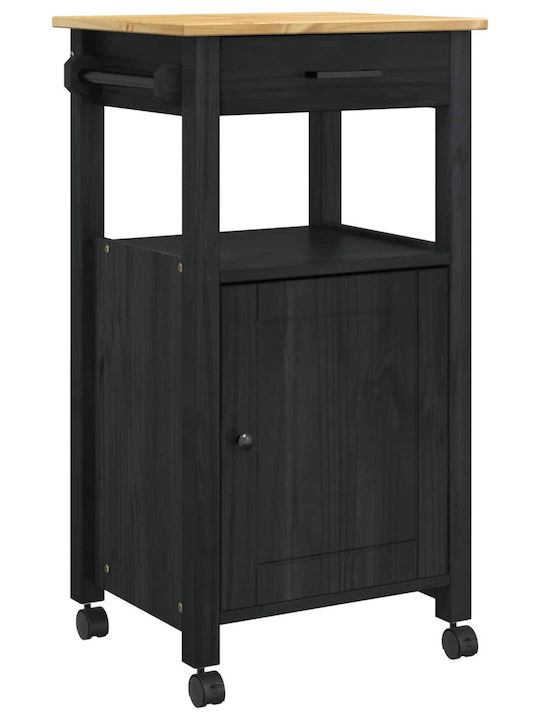 vidaXL Wooden Kitchen Rack 3 Tiers Black 48x40x88.5cm