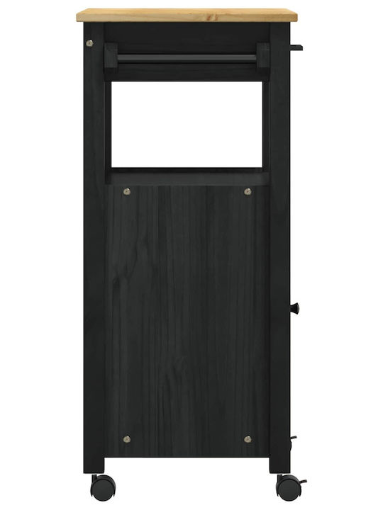 vidaXL Wooden Kitchen Rack 3 Tiers Black 48x40x88.5cm