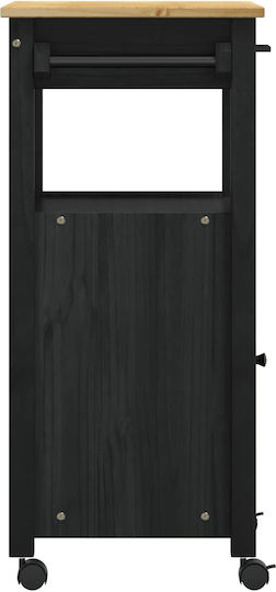 vidaXL Кухненски Стелаж Дървен С 3 Позиции Черен 48x40x88.5см