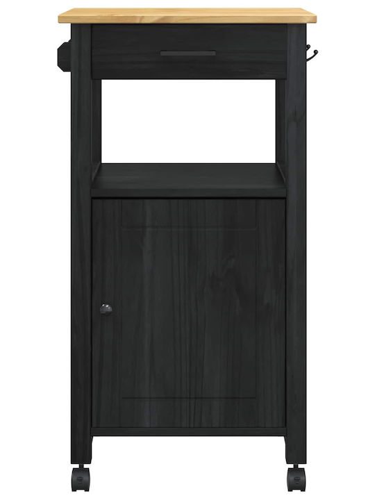 vidaXL Wooden Kitchen Rack 3 Tiers Black 48x40x88.5cm