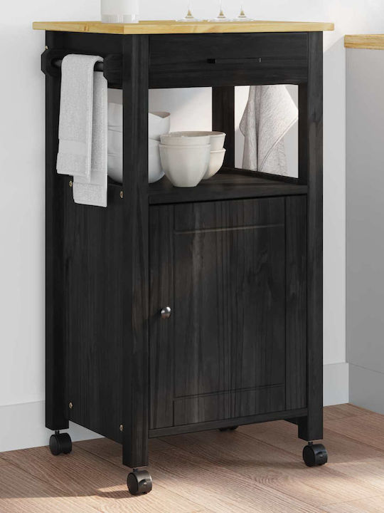 vidaXL Wooden Kitchen Rack 3 Tiers Black 48x40x88.5cm