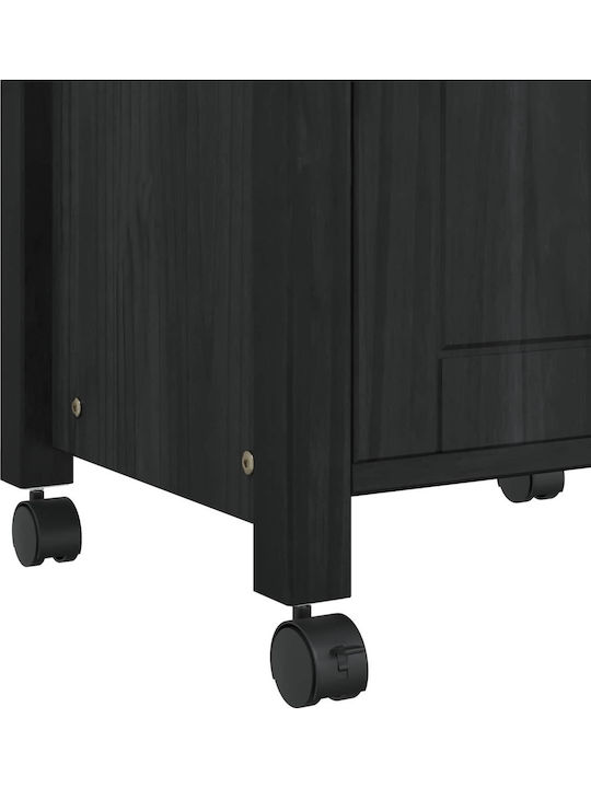 vidaXL Wooden Kitchen Rack 3 Tiers Black 48x40x88.5cm
