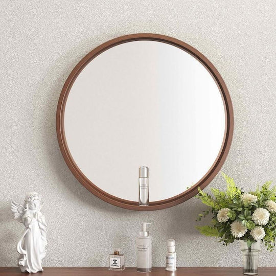Inter Ceramic 1858WOODEN Oglindă De Baie Rotundă Din Lemn Masiv 60x60cm Maro
