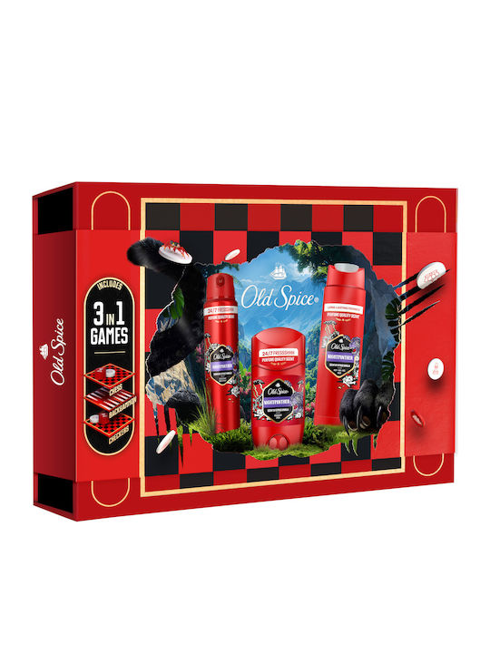 Old Spice Gamebox Комплект Подарък С Night Panther Дезодорант Стик, Спрей, Душ Гел И Игри 3 В 1, Аромат С Качествен Мирис Който Трайе Old Spice Gamebox Комплект Подарък С Night Panther Дезодорант Стик, Спрей, Душ Гел И Игри 3 В 1, Аромат С Качествен Мирис Който Трайе