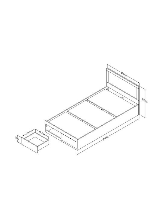 Σετ Комплект Спалня Olympus Сонома с Матрак 100x200бр 3бр