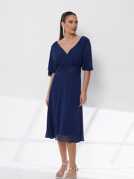 Summer Midi Evening Dress Blue
