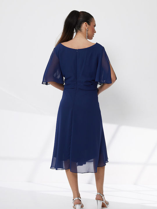 Summer Midi Evening Dress Blue