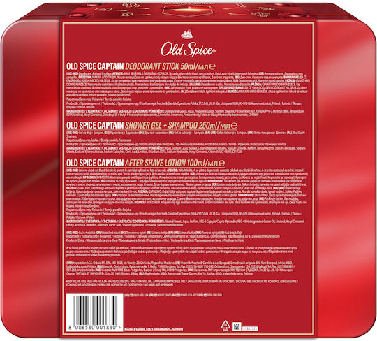 Old Spice Metallisches Geschenkset Mit Captain Deodorant Stick, Duschgel Und Aftershave-Lotion Duft Mit Hochwertigem Duft Der Hält
