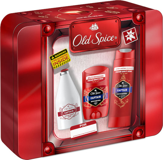 Old Spice Metallisches Geschenkset Mit Captain Deodorant Stick, Duschgel Und Aftershave-Lotion Duft Mit Hochwertigem Duft Der Hält