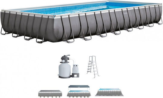 Intex PVC Swimming Pool 10lt with Metallic Frame 975x488x132cm Gray