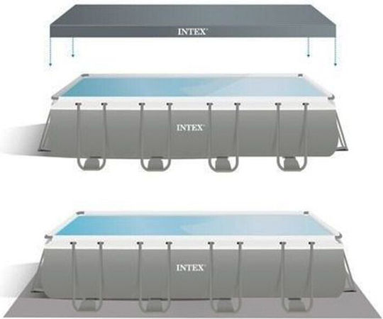 Intex PVC Swimming Pool 10lt with Metallic Frame 975x488x132cm Gray