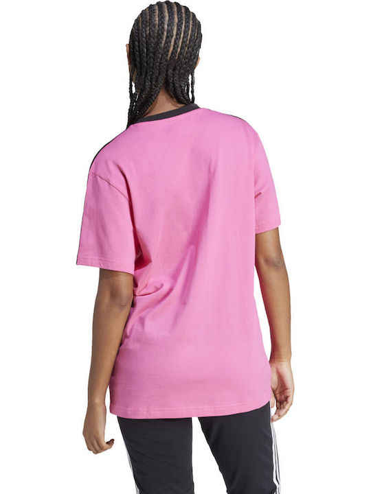 Essentials 3-Stripes BF Damen Sportlich T-Shirt Gestreift Fuchsie