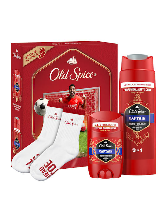 Old Spice Footballer Комплект Подарък За Мъже С Captain Дезодорант Стик Душ Гел И Чорапи 24-часова Свежест За Ежедневна Употреба Аромат С Качествен Мирис Който Трайе