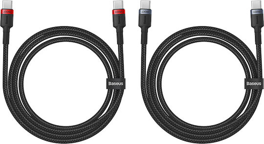 Baseus USB 2.0 Cable USB-C male - USB-C 100W PD Μαύρο 1m P10318306003-00 2τμχ