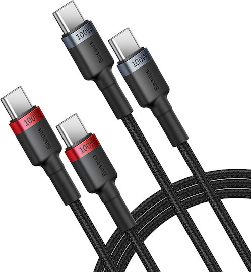 Baseus USB 2.0 Cable USB-C male - USB-C 100W PD Μαύρο 1m P10318306003-00 2τμχ