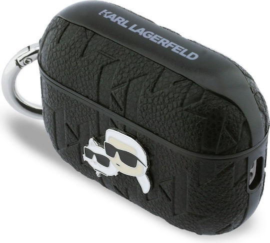Karl Lagerfeld Karl & Choupette Head Hülle Kunststoff mit Haken in Schwarz Farbe für Apple AirPods Pro