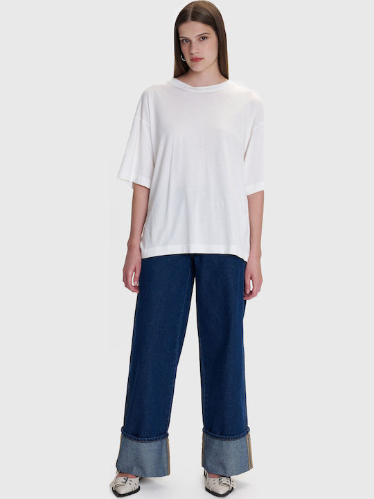 Women's Cotton Short Sleeve Top White 81039126 Off White