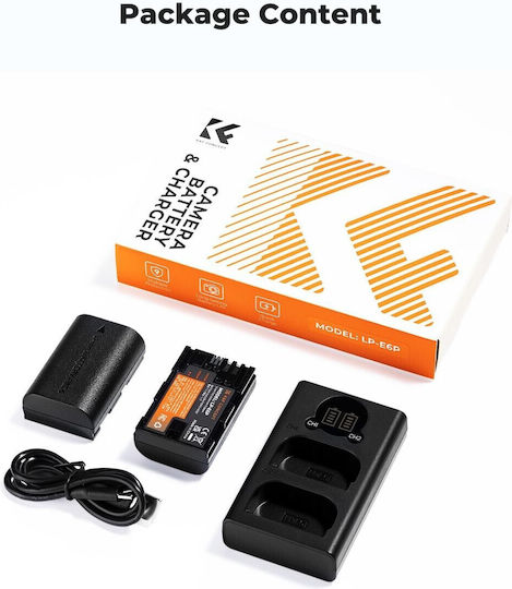 K&F Concept Διπλός Φορτιστής Μπαταρίας Συμβατός με Canon