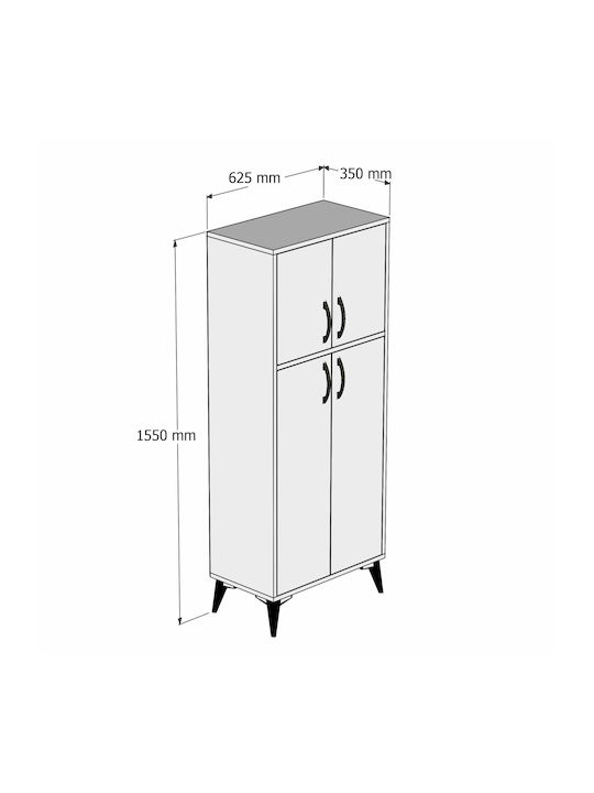 Dulap Mare Multifuncțional Din Pin Hazeran Uși 62x35x155cm
