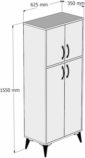 Große Größe Mehrzweckschrank aus Kiefernholz Hazeran mit Türen 62x35x155cm