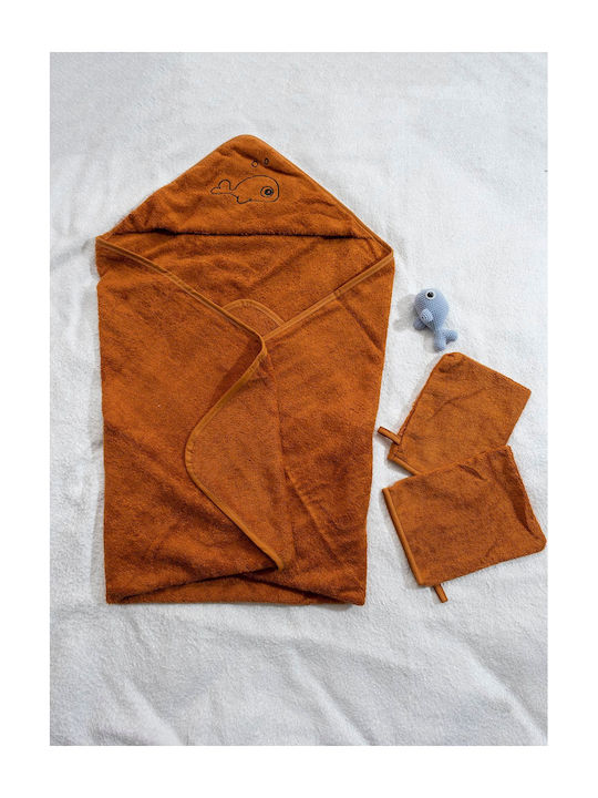Set of Children's Bath Towels & Exfoliating Glove 75x75cm
