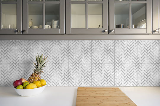 Vinyl Wall Tiles Kitchen Bathroom White Pear 9x30x30 Cm