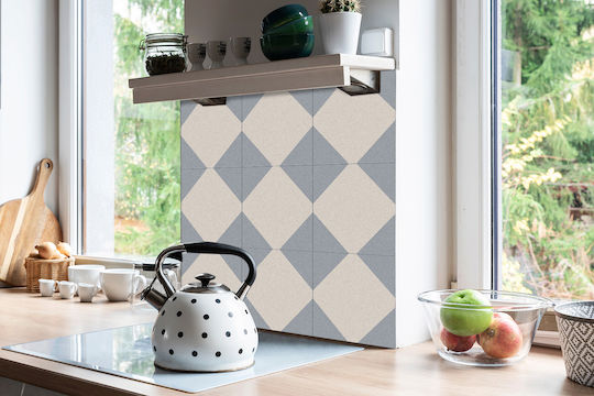 Autocolante Vinilice Plăci Bucătărie Pvc Decor Motiv Romboidal 9x30x30 Cm