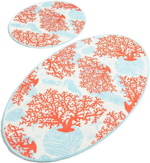 Chilai Home Non-Slip Bath Mats Set Oval Moss 2pcs
