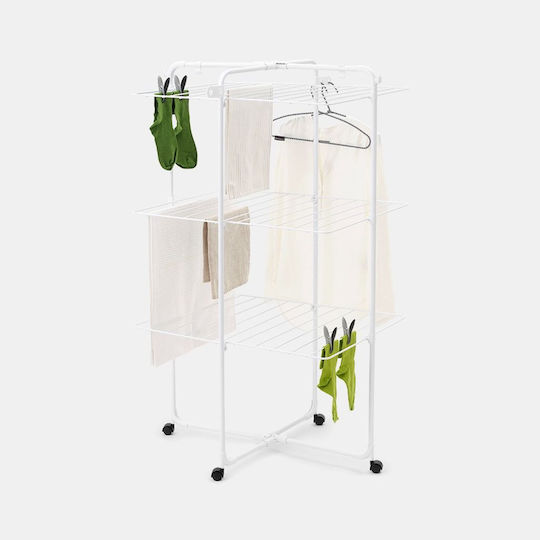 Brabantia Hangon Tower Folding Floor Clothes Drying Rack Stainless Steel with Wheels with Hanging Length 23m