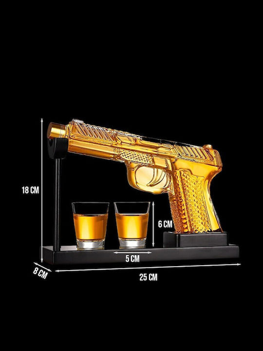 Sticlă Carafă de Servire Whiskey 14buc cu Dop și Pahare Transparentă 220ml 1buc
