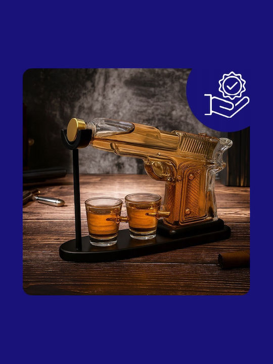 Sticlă Carafă de Servire Whiskey 14buc cu Dop și Pahare Transparentă 220ml 1buc