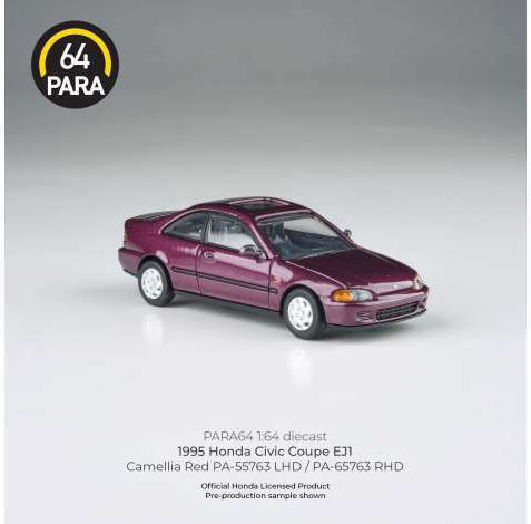 Macheta Auto Honda Civic Coupe Ej1 Camellia Visiniu Rhd 1:64 Para64