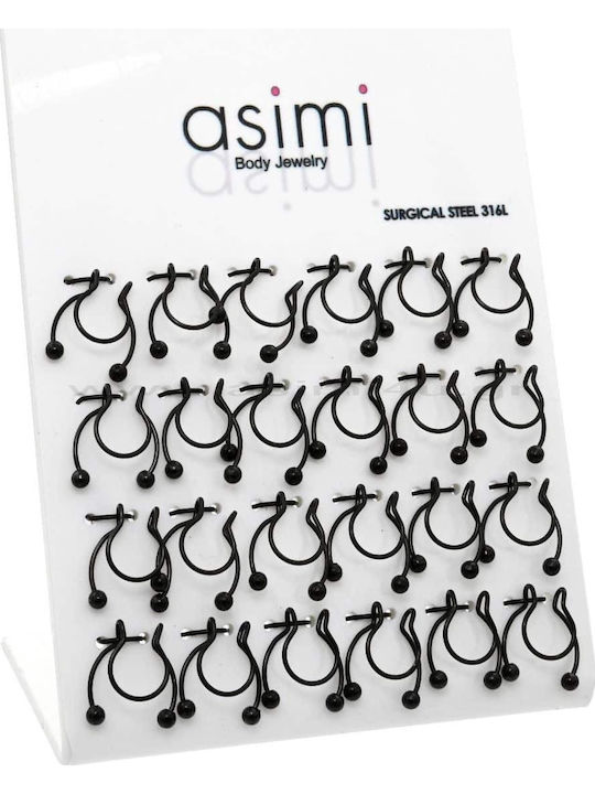 Asimi Body Piercing Fake Septum Nose Piercing Earring Made of Black Steel