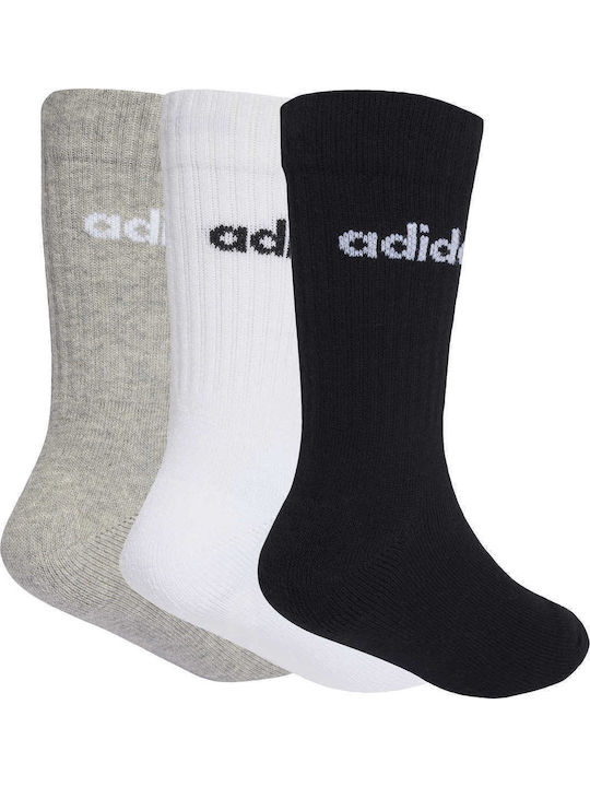 adidas Șosete pentru Copii Crew White, Medium Grey Heather 3 Perechi