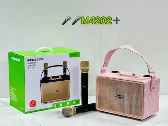 Karaoke Speaker With Wireless Microphones Speaker HJ-4202+ Pink