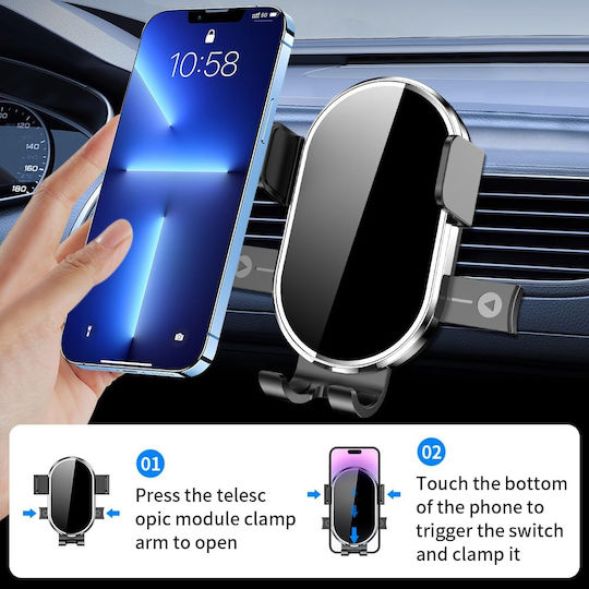 Car Mobile Holder Adjustable Hooks Air Vent Treqa Bc-t22 Black
