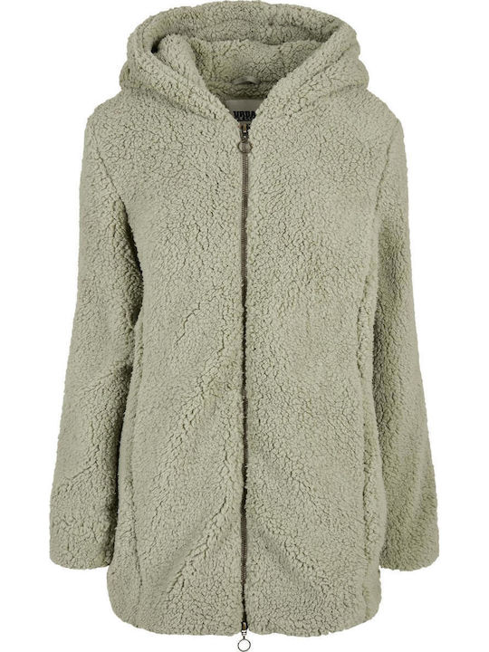 Sherpa Women's Soft Salvia Coat with Hood