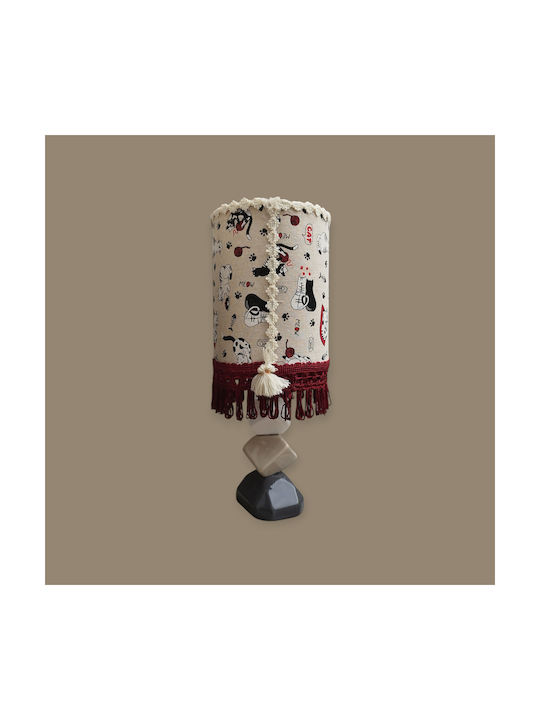 Oxygen Ruby Red Cats Table Lamp for Bedside E27 with Red Shade and Base