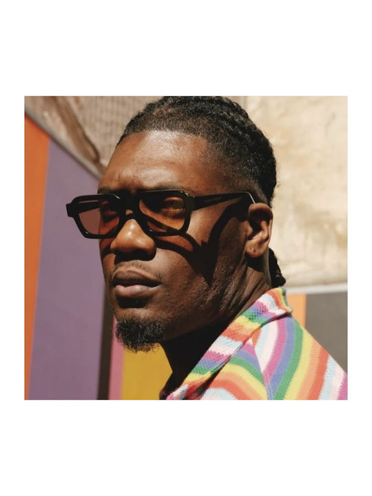 The Glass of Brixton Unisex Γυαλιά Ηλίου με Μαύρο Κοκκάλινο Σκελετό και Πορτοκαλί Φακό BS265 00
