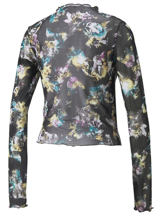 Crystal Galaxy Bluza Damă Sport Mânecă Lungă Transparentă Neagră