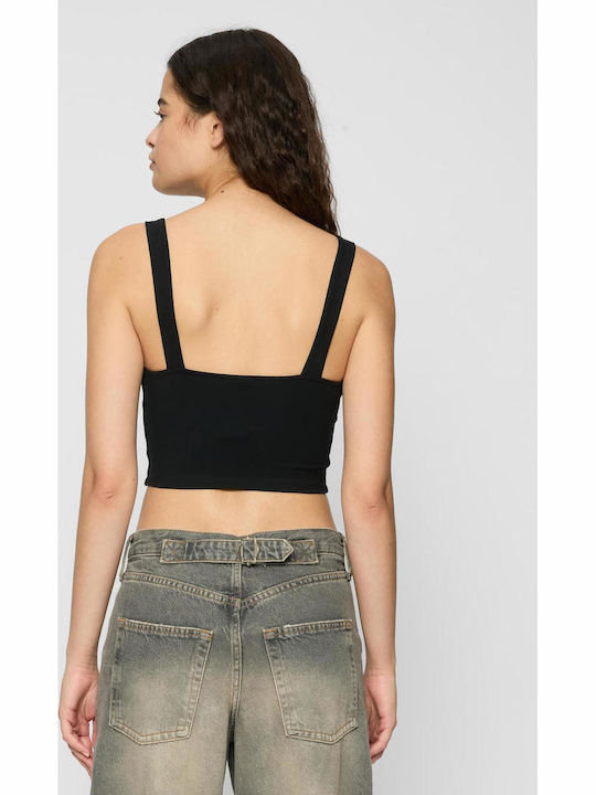 2 Pack Women's Summer Cotton Sleeveless Crop Top Black/White