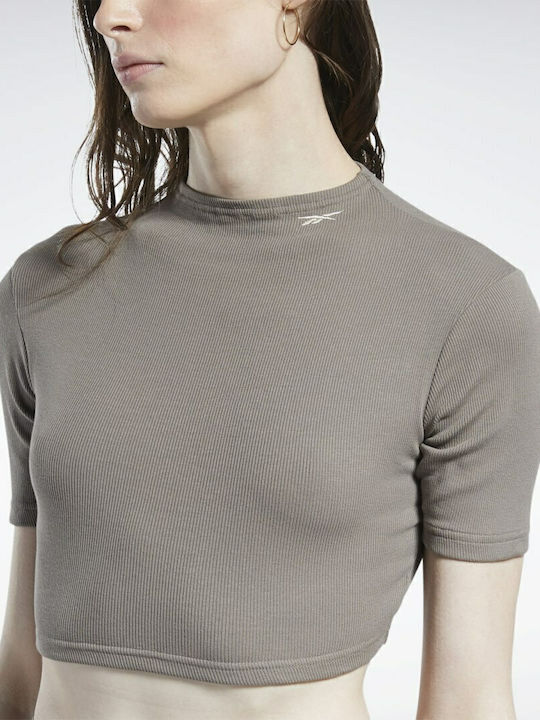 Classic Women's Summer Crop Top Cotton Short Sleeve Gray