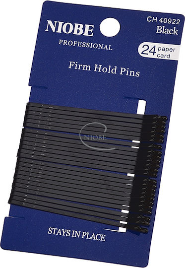 Niobe Professional Украсителни щипки за коса Черен 24бр