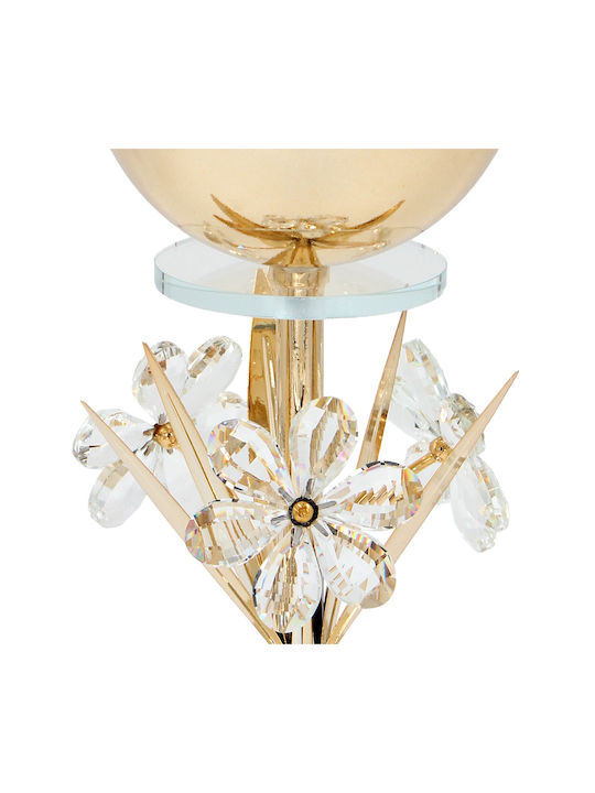 Decorative Metallic Flower Vase Φ16x30 Cm Gold Crystals Keskor 43203