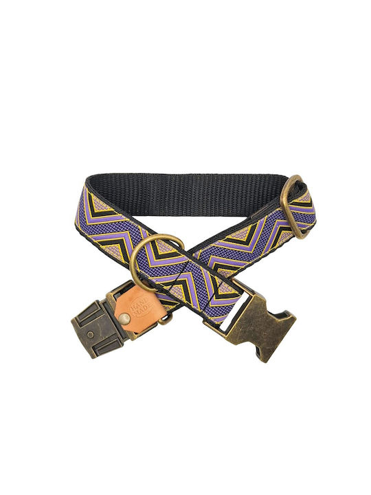 Dog Collar Chevron Urban Adjustable Fabric Collar Bailu L 39 63cm Width 2.5cm Purple-Yellow