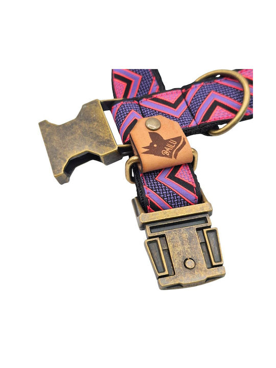 Dog Collar Chevron Urban Adjustable Fabric Collar Bailu L 39 63cm Width 2.5cm Purple-Yellow