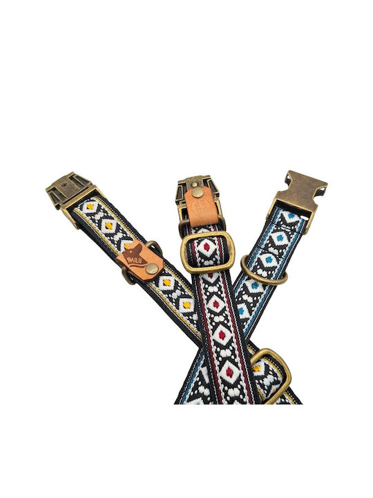 Dog Collar Tribal Urban Adjustable Fabric Collar Bailu S 28 44cm Width 2cm Red